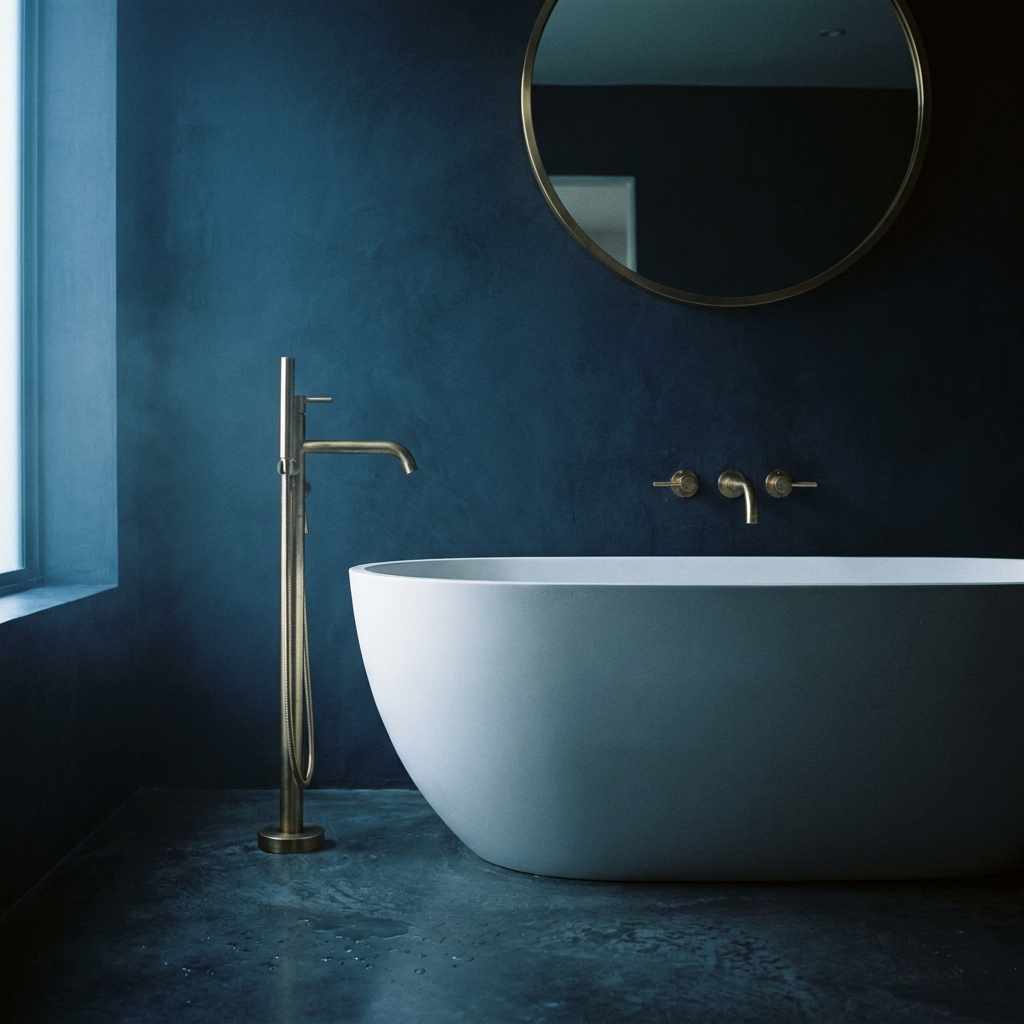 Finished bathroom — tub and tile